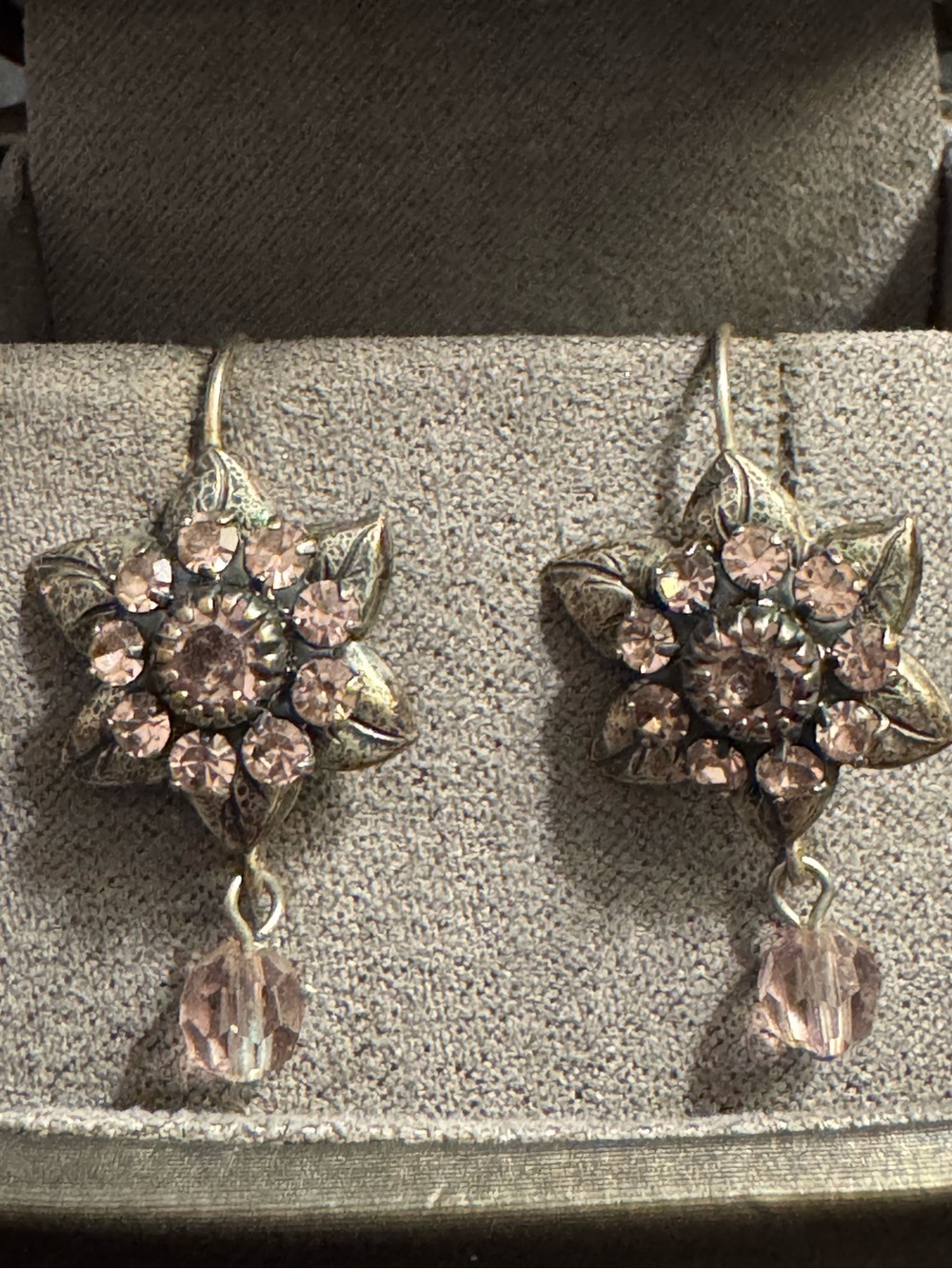 Floral Lavender Crystal Drop Earrings